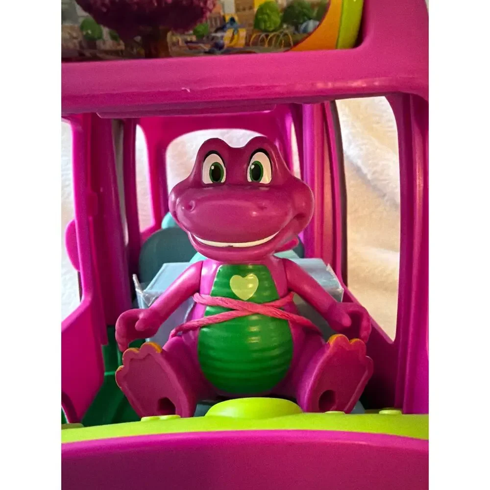 Fisher Price Barney's World Adventure Bus Push Along Toy Barney Figure Pink NEW